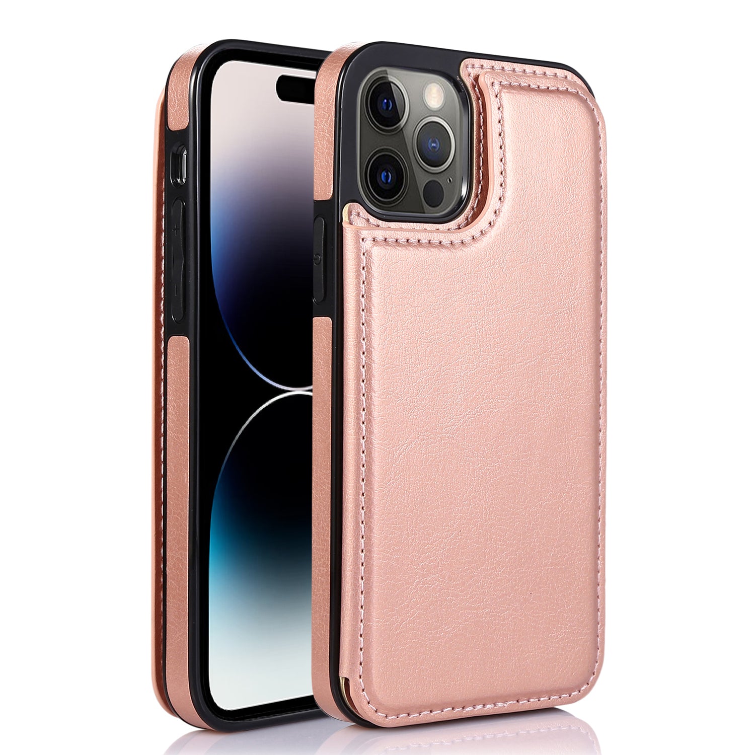 For iPhone 14 Pro Crazy Horse Texture Card Holder Kickstand Cover Leather Coated TPU Phone Case For iPhone 14 Pro Crazy Horse Texture Card Holder Kickstand Cover Leather Coated TPU Phone Case